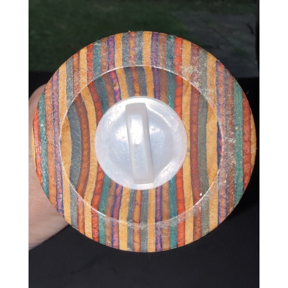 Vintage Mr. Dudley Laminated Rainbow Wood Salt & Pepper Mill Grinder Spoon Scoop - Picture 4 of 10